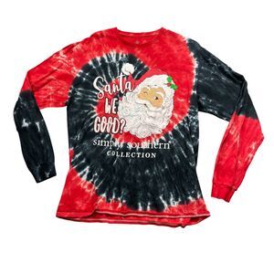Simply Southern Large Santa Men's Long Seeve T shirt Jersey Tie Dye Christmas
